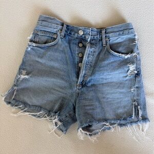 Agolde Dee Light Blue Frayed Jean Shorts
